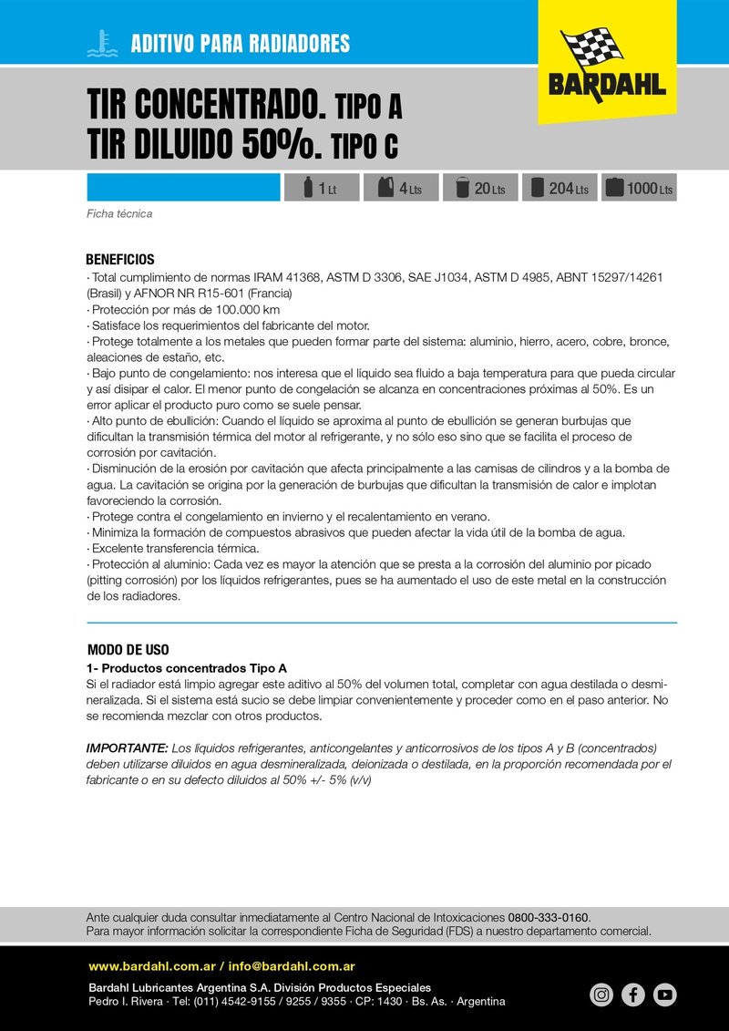 Bardahl TIR: protección total para el sistema térmico
