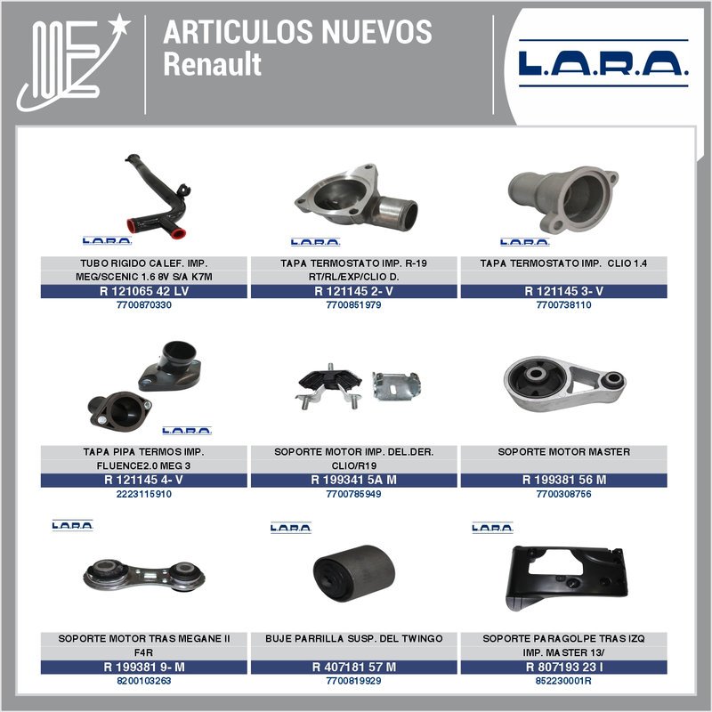Nuevos repuestos LARA para Peugeot, Renault, Toyota y VW