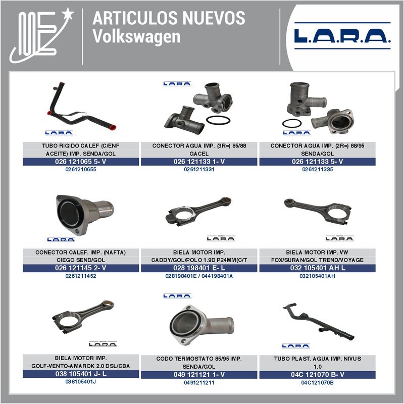 Nuevos repuestos LARA para Peugeot, Renault, Toyota y VW